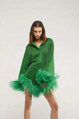 LUMIERE PLUMAGE SHORTS EMERALD GREEN | السراويل النسائية - Maison Clad