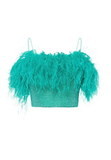 LUMIÈRE PLUMAGE TOP AQUAMARINE & CITRON | قميص علوي نسائي - Maison Clad