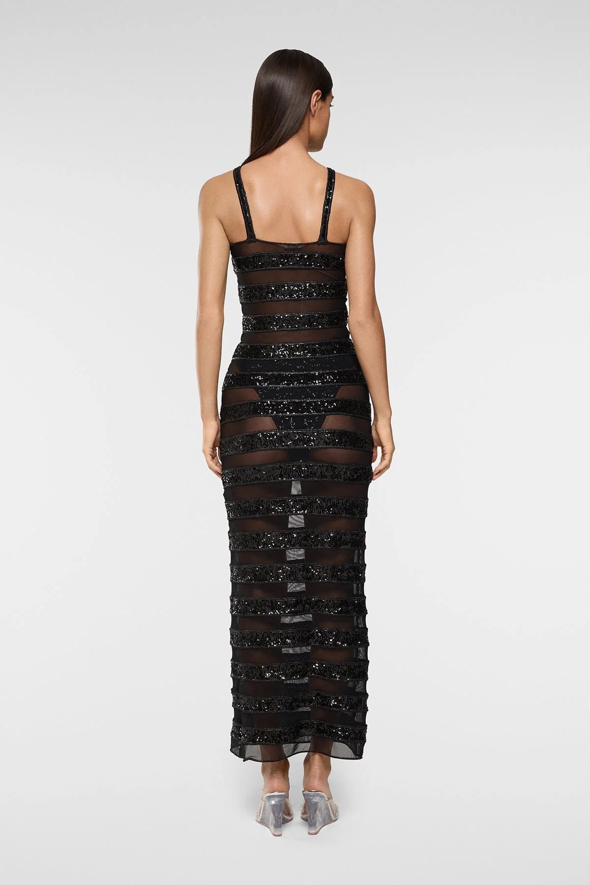 LUMIERE STRIPES GLITTER BLACK DRESS | لباس المرأة (Copy) - Maison Clad