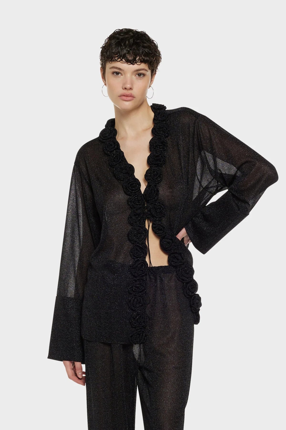 LUMIERE TROUSER BLACK ROSES | سراويل نسائية - Maison Clad