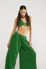 LUMIERE WIDE PANTS EMERALD GREEN | سراويل نسائية - Maison Clad