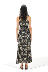 Maxi Dress Althea Square Gold Black| فستان نسائي - Maison Clad