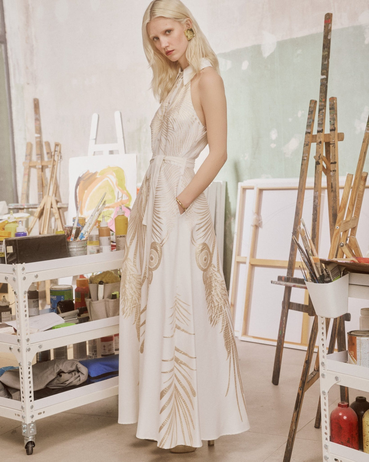 Maxi Dress Eriphyle Callisto Gold / فستان نسائي - Maison Clad