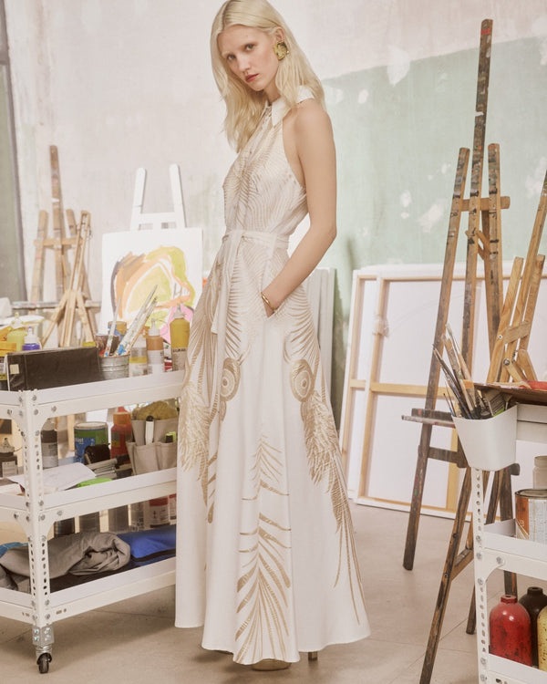 Maxi Dress Eriphyle Callisto Gold / فستان نسائي - Maison Clad