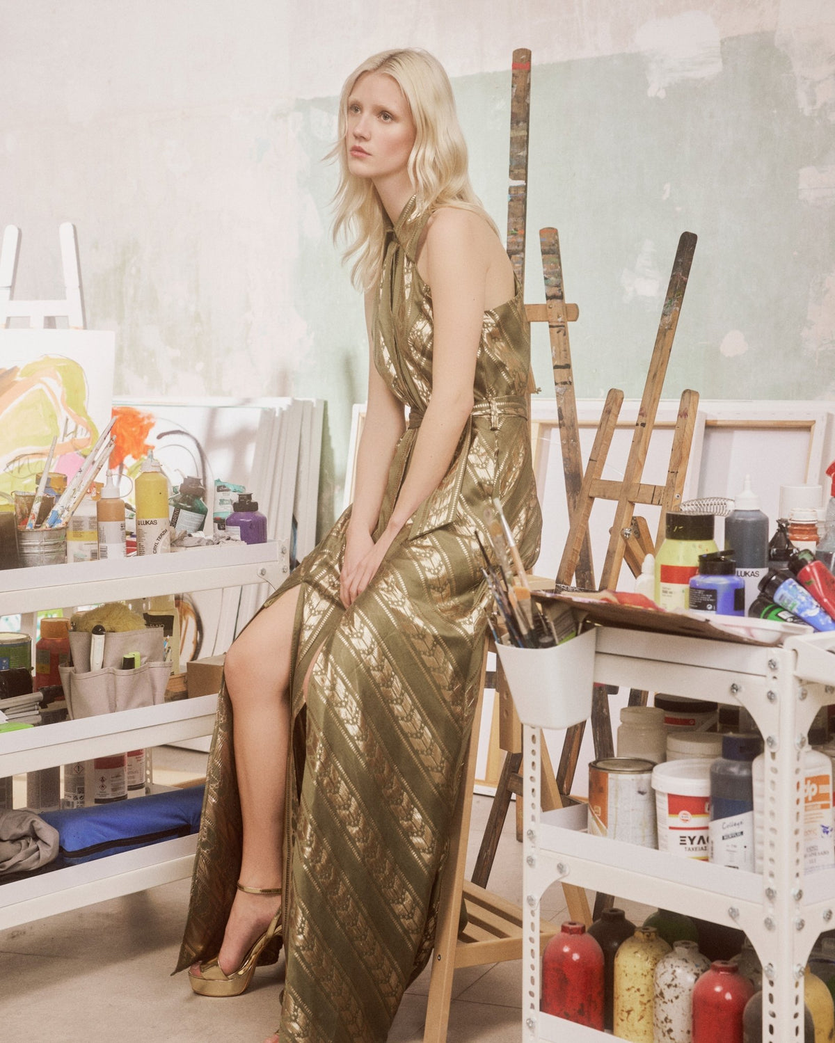 Maxi Dress Pylia Callisto Pesto| فستان نسائي - Maison Clad