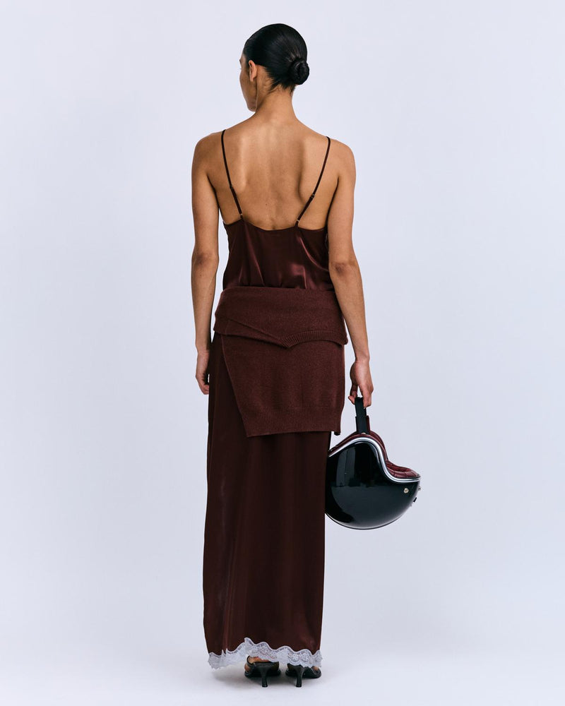 Mist Love Dark brown Slip Dress | فستان النوم - Maison Clad