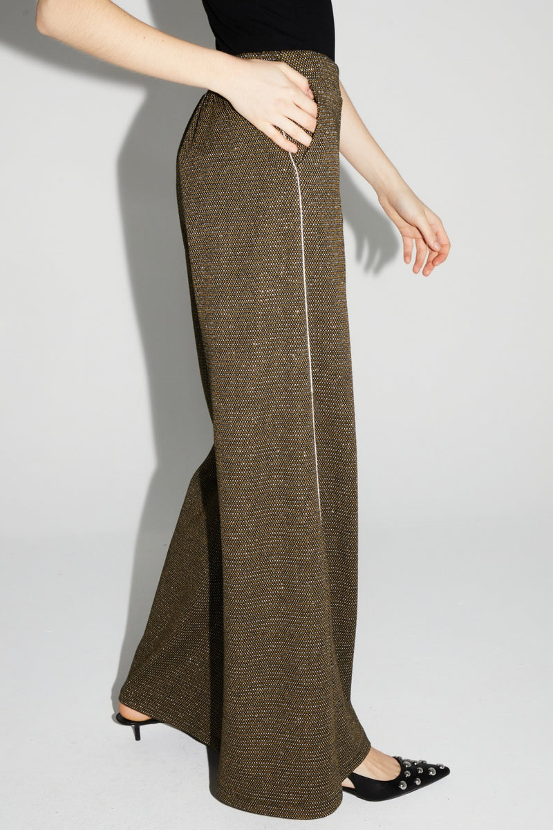 Charlie Geo Saffron Wide-Leg Flowy Trousers - Italian Crafted Comfort