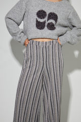 Elegant Charlie Striped Knit Trousers: Fluid, Wide Leg, Stretch, Italian Made