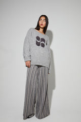 Elegant Charlie Striped Knit Trousers: Fluid, Wide Leg, Stretch, Italian Made