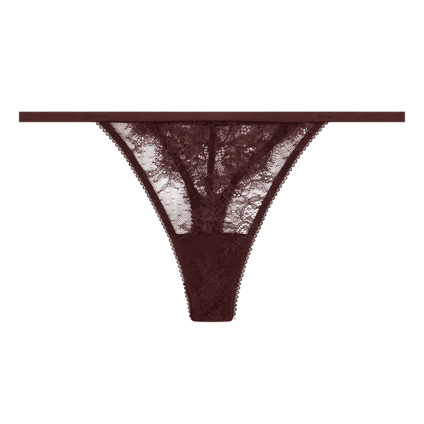 Roomservice Dark Brown Thong | الملابس الداخلية الدانتيل - Maison Clad