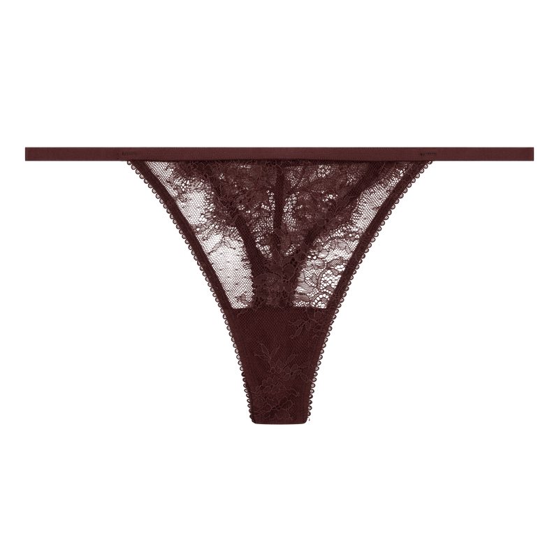 Roomservice Dark Brown Thong | الملابس الداخلية الدانتيل - Maison Clad