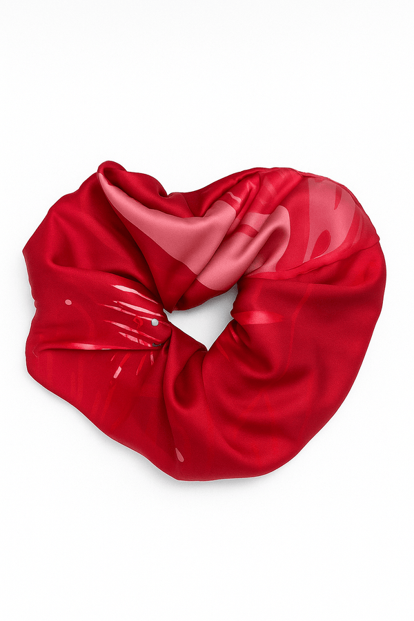 Scrunchies WhiteHello in our prints - Burgundy Firework| ربطة عنق - Maison Clad