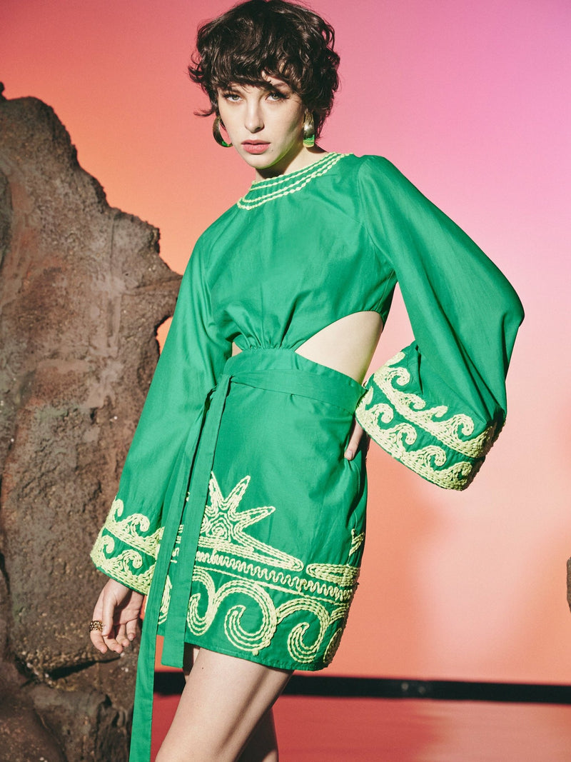 silk maison green dress The Dayna Dress