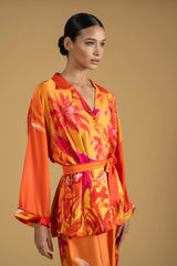 Shirt Artemis Parrots Orange| بلوزة نسائية Artemis Parrot - Maison Clad