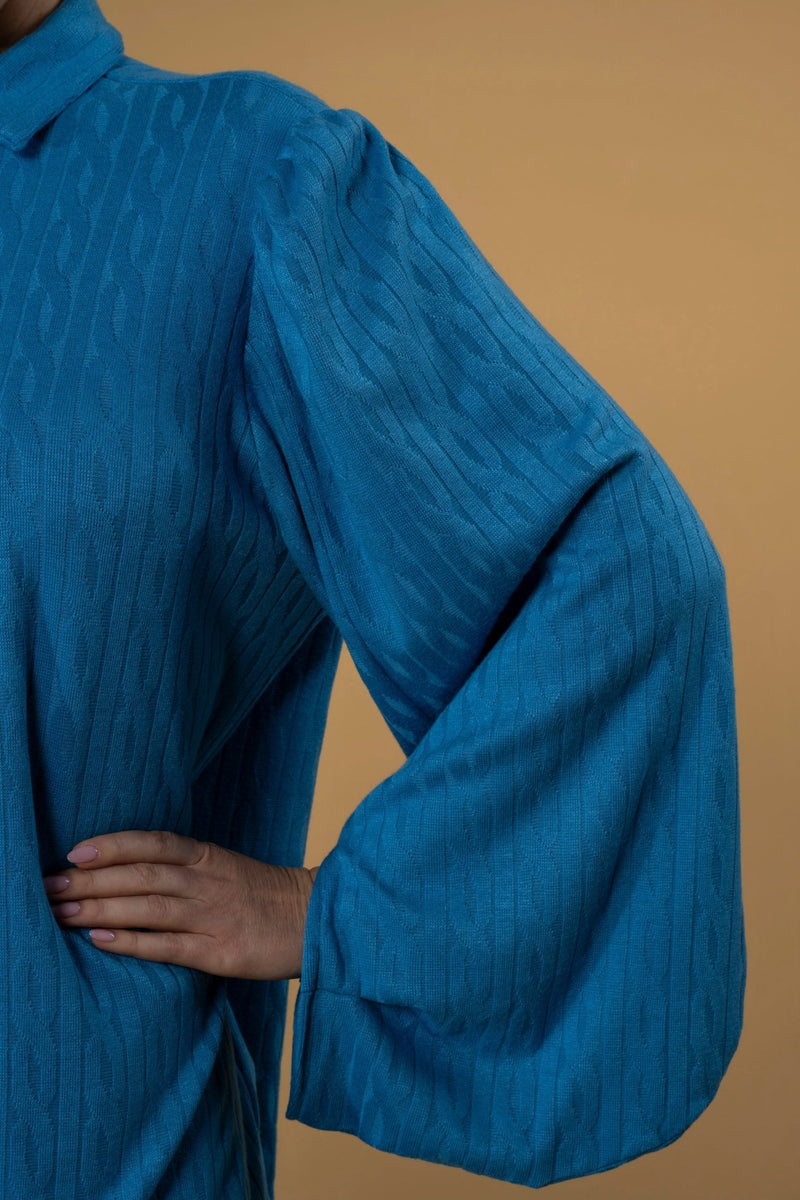 Shirt Curtis Knitwear Blue| بلوزة نسائية Curtis Knit Blue - Maison Clad