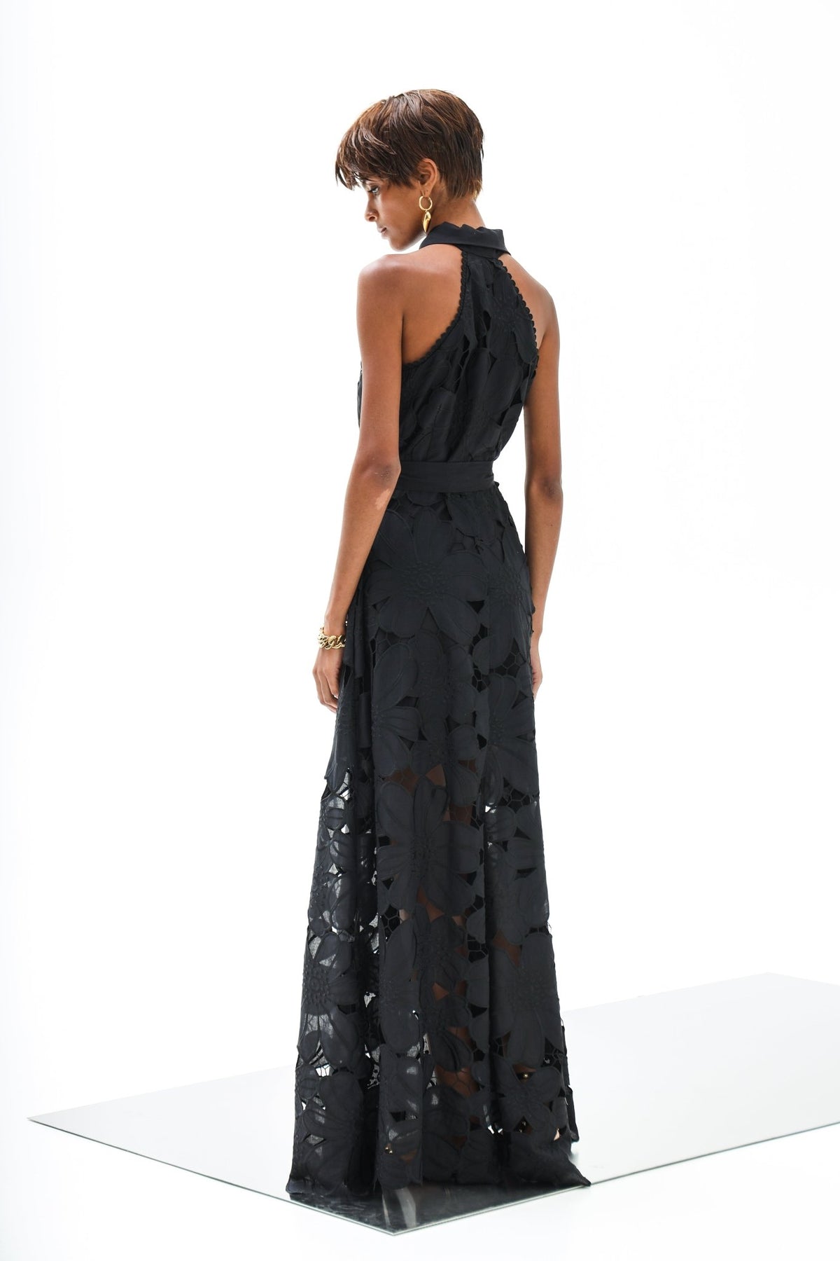 Shirt Dress Iris Petunia Long Lace Althea Black | فستان نسائي - Maison Clad