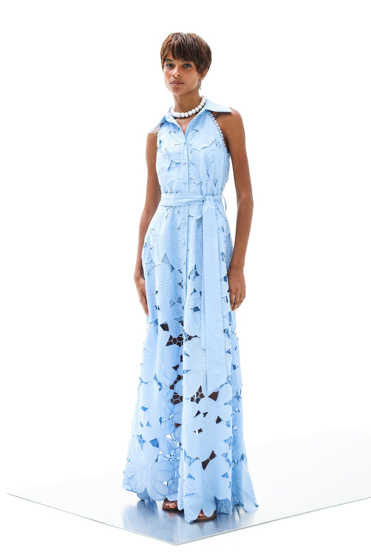 Shirt Dress Iris Petunia Long Lace Althea Blue| فستان نسائي - Maison Clad