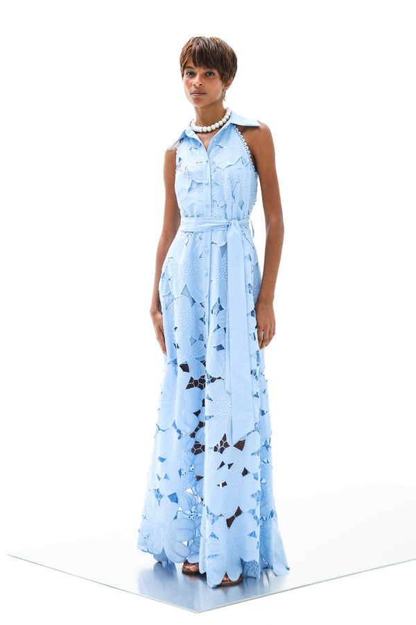 Shirt Dress Iris Petunia Long Lace Althea Blue| فستان نسائي - Maison Clad