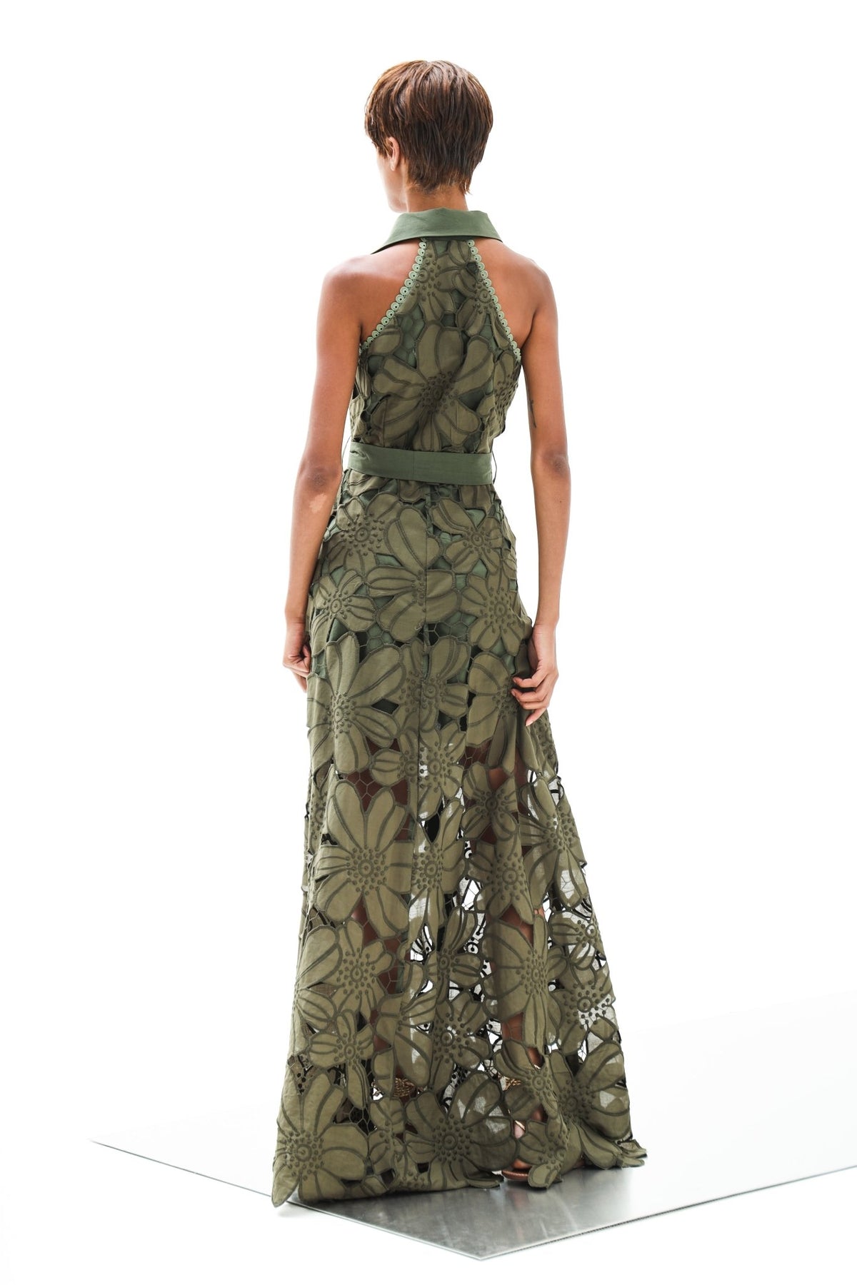 Shirt Dress Iris Petunia Long Lace Althea Pesto| فستان نسائي - Maison Clad