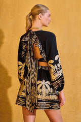 Shirt Luxury frills GAIA Gold Pattern Black |قميص GAIA - Maison Clad