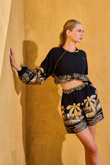 Shirt Luxury frills GAIA Gold Pattern Black |قميص GAIA - Maison Clad