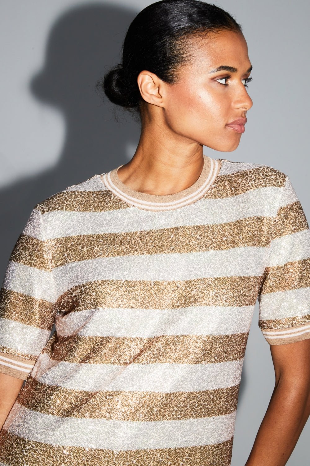 Shirt Poppy Sequins Gold Stripes|قميصPoppy - Maison Clad