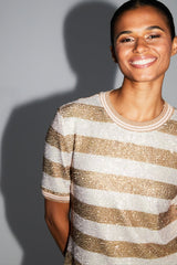 Shirt Poppy Sequins Gold Stripes|قميصPoppy - Maison Clad