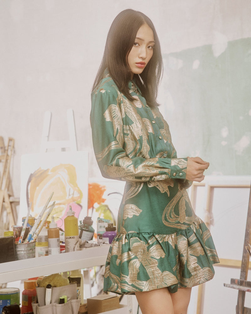 Short Dress Aspasio Callisto Emerald| فستان نسائي - Maison Clad