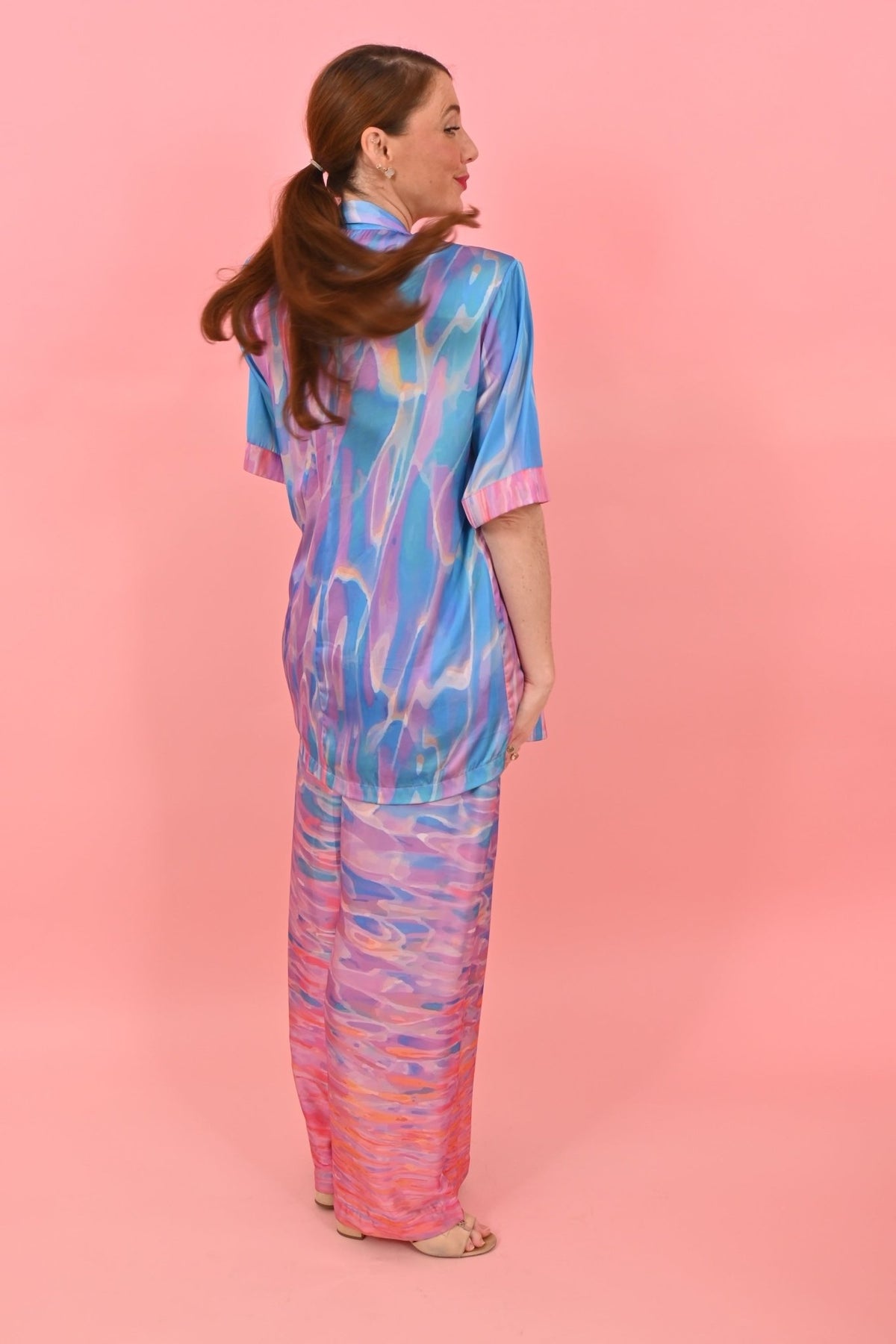 Short Sleeves Cleo Jacket Sunrise Gradient Pink Blue| بلوزة نسائية - Maison Clad