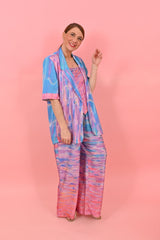 Short Sleeves Cleo Jacket Sunrise Gradient Pink Blue| بلوزة نسائية - Maison Clad