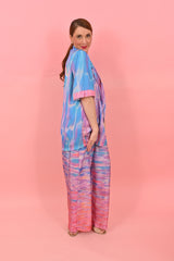 Short Sleeves Cleo Jacket Sunrise Gradient Pink Blue| بلوزة نسائية - Maison Clad
