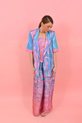 Short Sleeves Cleo Jacket Sunrise Gradient Pink Blue| بلوزة نسائية - Maison Clad
