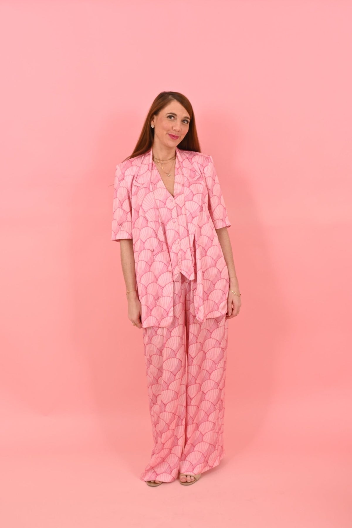 Short Sleeves Cleo Jackets Pink Shell | بلوزة نسائية - Maison Clad