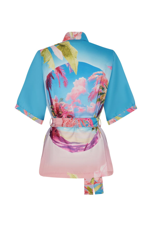 Short Sleeves Leo Jackets Parrots Blue | بلوزة نسائية - Maison Clad