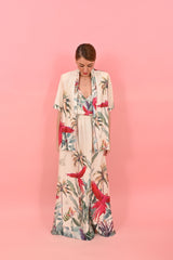 Skirt Arty Parrots Off White | تنورة - Maison Clad