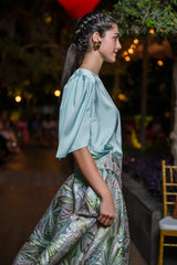 Skirt Lolli Jacquard Light Green Astrology| تنورة Lolli - Maison Clad