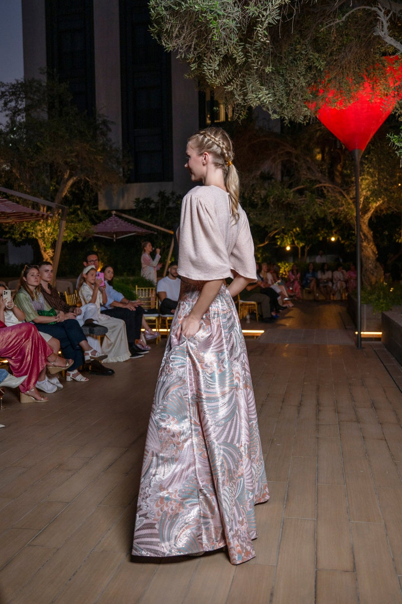 Skirt Lolli Jacquard Pink Astrology| تنورة Lolli - Maison Clad