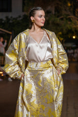 Skirt Lolli Jacquard Yellow Gold Astrology| تنورة Lolli - Maison Clad