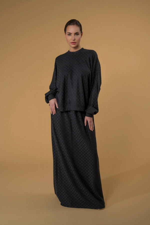 Skirt Slitty Knit Black |تنورة Slitty Black - Maison Clad