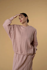 Skirt Slitty Knit Pink Blush |تنورة Slitty Pink Blush - Maison Clad