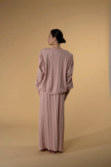 Skirt Slitty Knit Pink Blush |تنورة Slitty Pink Blush - Maison Clad