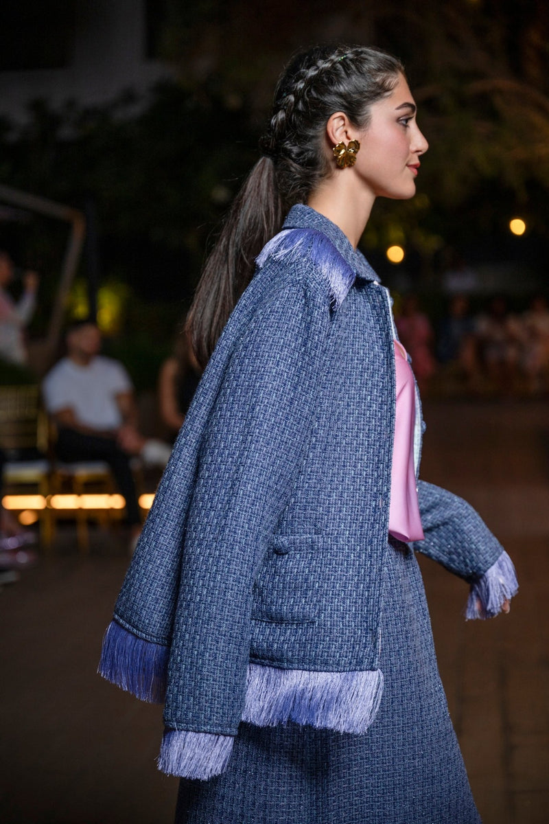 Skirt Tweed With Fringes Astrology | تنورة - Maison Clad