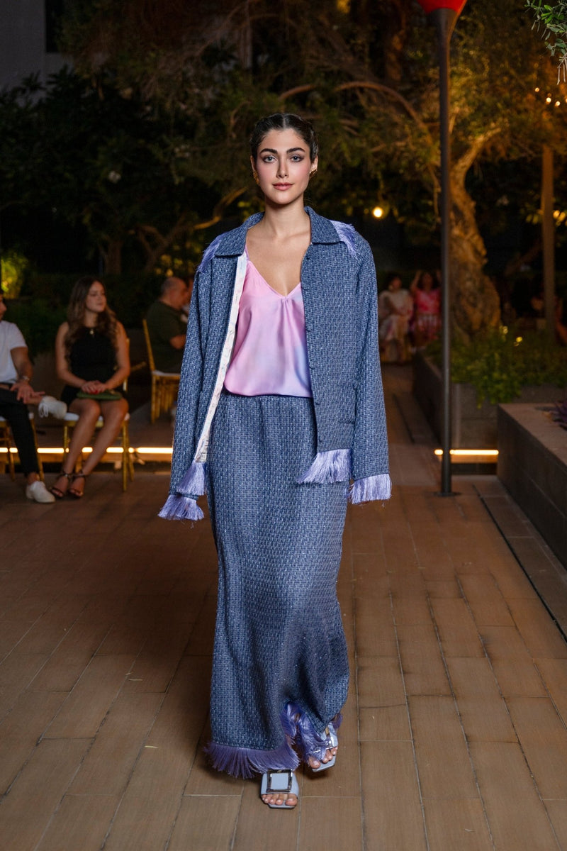 Skirt Tweed With Fringes Astrology | تنورة - Maison Clad