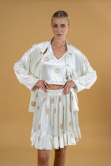 Skirt Velvety lace Ruffles Off White |تنورةVelvety Lace Ruffles - Maison Clad