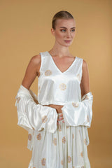 Skirt Velvety lace Ruffles Off White |تنورةVelvety Lace Ruffles - Maison Clad