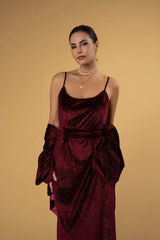 Straps Dress Dalvina Shimmers Velvet |فستان Dalvina Shimmers Velvet - Maison Clad