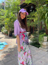 Straps Dress ELVY Parrots Purplel |فستان Elvy - Maison Clad