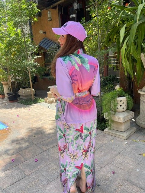 Straps Dress ELVY Parrots Purplel |فستان Elvy - Maison Clad