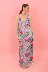 Straps Dress ELVY Parrots Purplel |فستان Elvy - Maison Clad