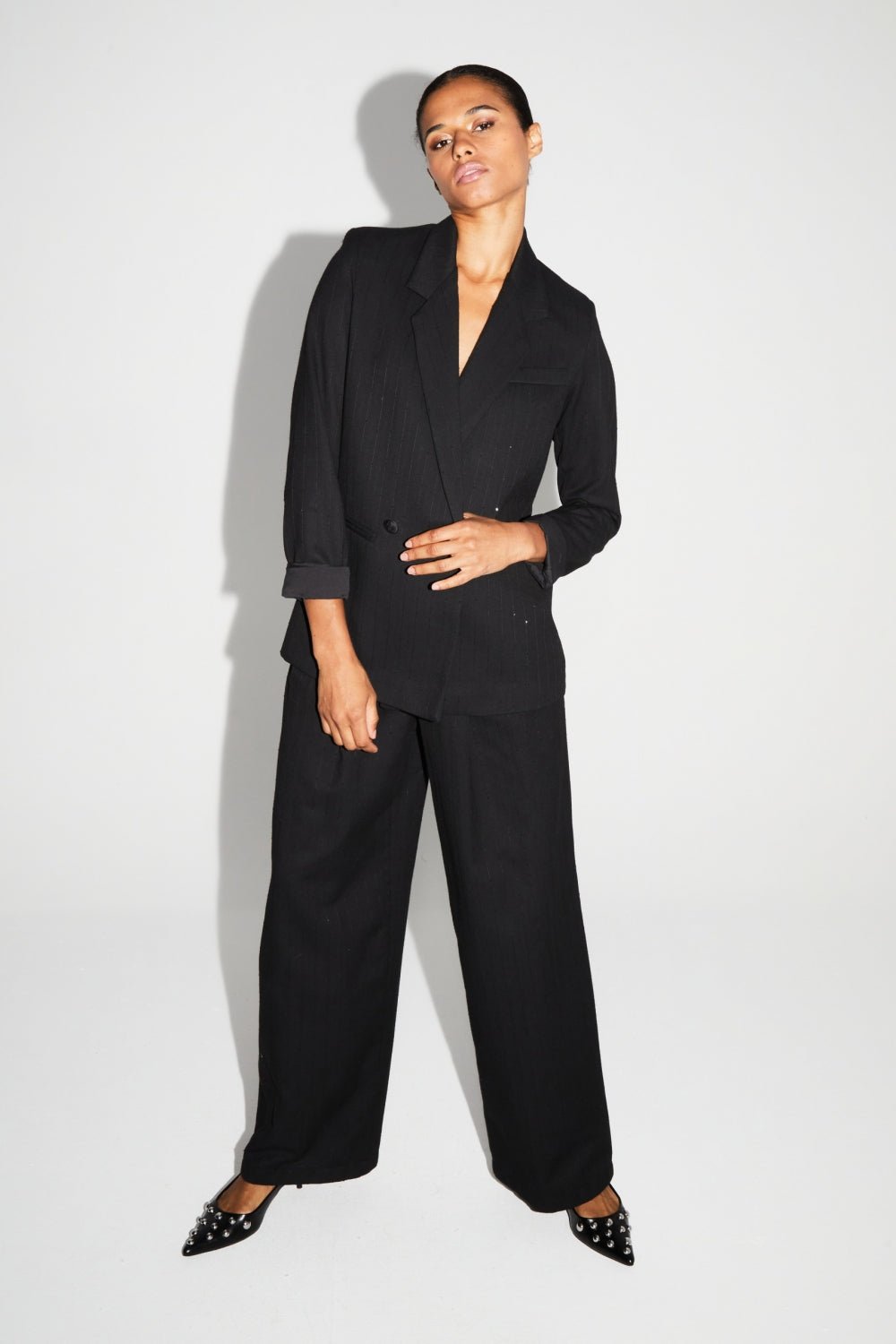 Trouser Astrid Black Shimmers|سروال Astrid - Maison Clad